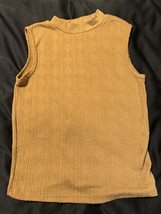 Green Goddess Mustard Yellow Textured Knit Sleeveless Top 1X Vintage Style - $14.95