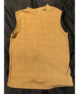 Green Goddess Mustard Yellow Textured Knit Sleeveless Top 1X Vintage Style - $14.95