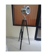Vintage Industry Style Searchlight With Wooden Tripod Floor Lamp By Naut... - $253.20 CAD