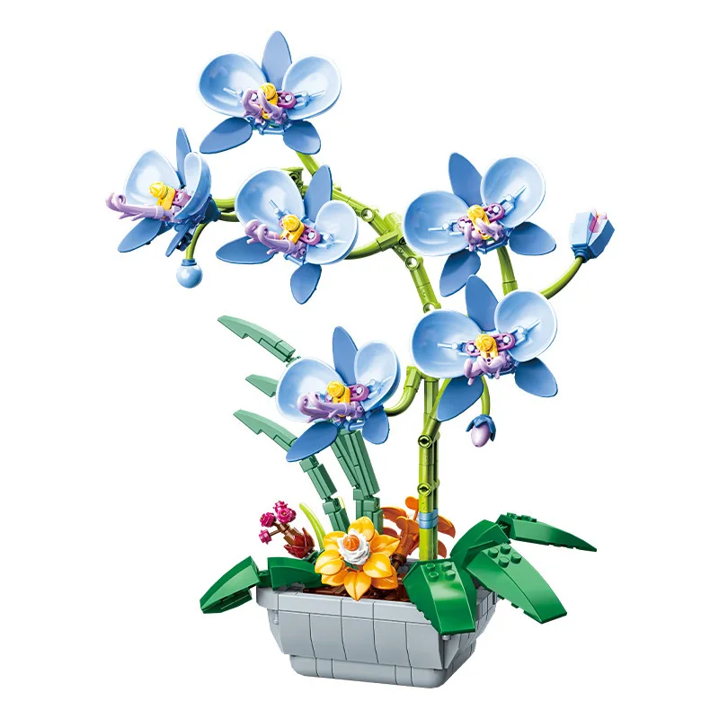 Flower Orchid Cherry Tree Construction Block Set Bouquet Brick Toy For Children - £17.40 GBP+