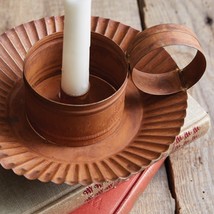 Rustic Chamberstick Candle Holder with Glass Hurricane image 3