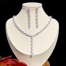 Fashion Cubic Zirconia Female Jewelry Bridal Prom Wedding Simple Earrings Neckla - £41.67 GBP