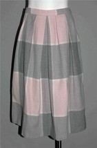 VTG RUSS Petites Dusty Pink Grey Woven Wool Blend Upper Pleats Plaid Ski... - $23.99