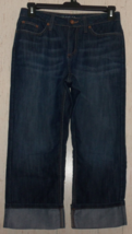 Excellent Womens Merona Mid Rise Distressed Denim Cuffed Capri J EAN S Size 8 - £25.64 GBP