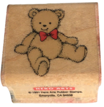 Hero Arts Rubber Stamp Tiny Teddy Bear Kids Toy Bow Tie Smile Small Card Making - £2.38 GBP