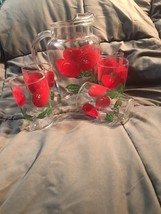 Vintage Juice Pitcher with Tomato Motif and 5 juice glasses. 1950’s - £35.97 GBP