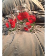 Vintage Juice Pitcher with Tomato Motif and 5 juice glasses. 1950’s - £35.14 GBP