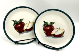 MSY2 Mainstays Home Apples Seeds Dinner Plates Set of 2- 10&quot; Green Rim Set 2 EUC - $13.85