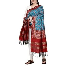 Women Dupatta woven motifs silk blend Patola Tassle chunni 2.5Mtx45&quot; Firozi  - £24.80 GBP