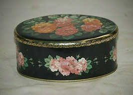 Old Vintage Meister Oval Rose Litho Metal Tin Can Buttons or Crafts Brazil a - £11.72 GBP