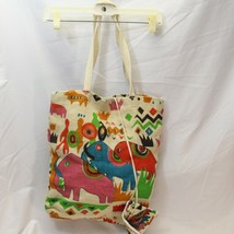 Indian Elephant Tote Should Bag With Purse 15&quot; W x 17&quot; D &amp; 10&quot; Handle Drop - £17.80 GBP