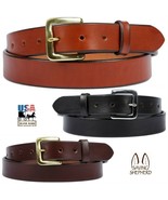 BRIDLE LEATHER BELT - 1¼&quot; Wide &amp; Thick Amish Handmade for Dress Work USA - $57.99+