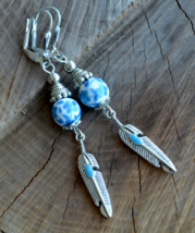 Long silver earrings, Long Boho earrings, Feather earrings, Long feather (E546) - £10.44 GBP