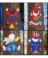 4-Pc. Set Seasonal Tree Crashers Santa Witch Bunny Uncle Sam Yard Decor - $9.85