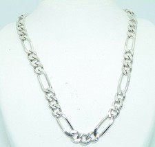 Figaro Design 20 Inch Long Necklace Real Solid .925 Sterling Silver 23.7 G - £97.92 GBP