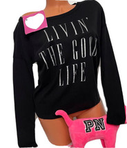 PINK X Dreamr Livin el Buen Vida Manga Larga Cuello Redondo Tee Negro Nwt Talla - £12.58 GBP