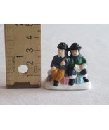 Christmas Village Figurine Boys Children Sitting On Wall w/ Gifts ~1&quot; Ce... - $176.28 MXN