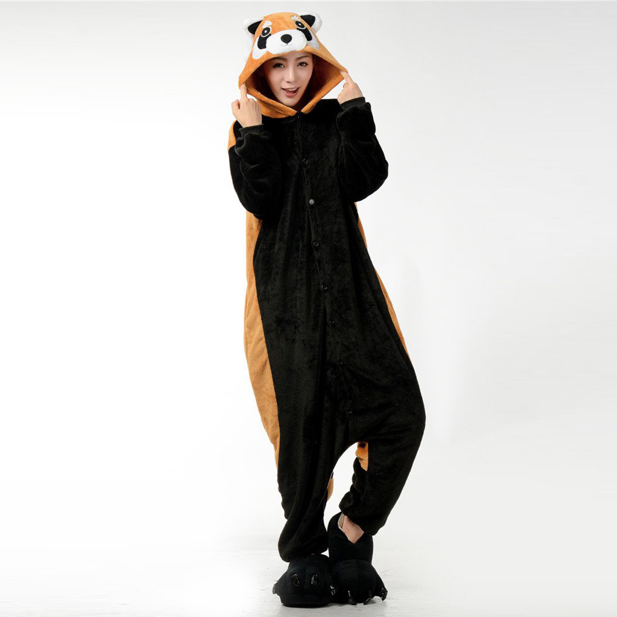 Adult Kigurumi Animal Onesies Jumpsuit Costume Pajamas Sleepwear Raccoon