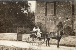 RPPC French Women with Horse and Carriage Serge Bonnet Photographer Postcard V19 - £15.38 GBP