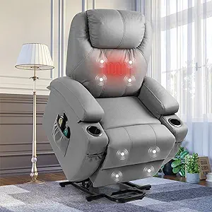 Power Lift Recliner Chair With Massage And Heat, Fabric Papped Sofa With... - $630.99