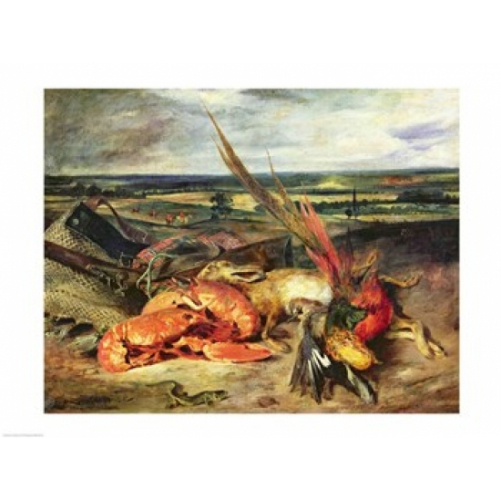 Still Life with Lobsters Poster Print by Eugene Delacroix - 24 x 18 in. - $62.62