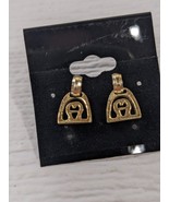 Vintage Etienne Aigner Earrings dangling Lucky Horseshoe Gold tone Charm... - $524.88 MXN