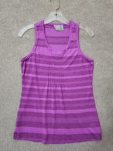 Athleta Tank Top Womens S Purple Striped Pleated Front Athletic Workout ... - £19.36 GBP