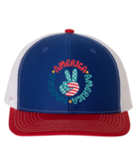 USA Peace Sign Trucker Hat RIchardson 112 Blue Red White - £14.86 GBP