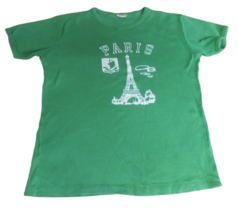 Vintage Paris Single Stitch T-Shirt Womens Medium Size 5 - Green 1970s - £38.66 GBP