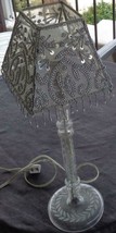 Beautiful Antique Glass Electric Table Lamp - Fabulous ALL GLASS - MESH ... - £62.57 GBP