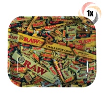 1x Tray Raw Large Classic Metal Smoking Rolling Tray | Mixed Papers Design - $18.21