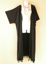 CD31 Black Plus Size Maxi Cardigan Kimono Duster Wrap Dress - 2X, 3X, 4X &amp; 5X - £24.27 GBP