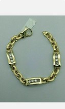 2Ct Round Cut Solitaire Moissanite Men&#39;s Tennis Bracelet 14K Yellow Gold Plated - £248.00 GBP