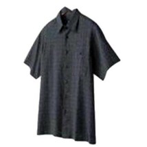 Mens Shirt Button Up Short Sleeve Casual Sport Haggar Black Linen $50 NE... - £15.56 GBP