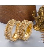 VeroniQ Trends-Traditional Gold Plated Pachi Kundan and Pearl Bangles - $270.54 CAD