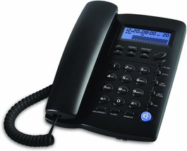 Y043 Black Desk Phone Only Corded Landline Telephone With Caller Id And ... - £28.43 GBP