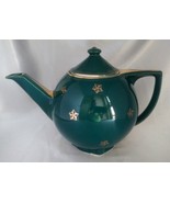 Vintage HALL 6-Cup Teapot (0740) Spruce Green w/ Gold Trim, Stars - £15.58 GBP