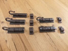 5 IRON FLAT SLIDING LOCK CABINET DOOR CUPBOARD SLIDE LATCH BARN *SOME RU... - $39.99