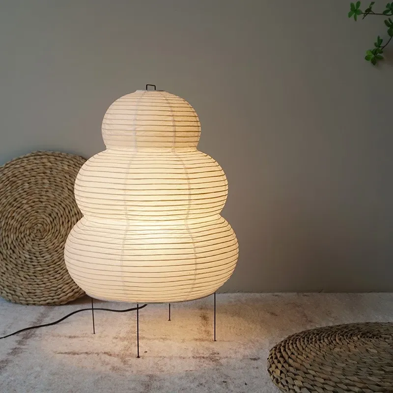 Japanese Design Akari Noguchi Yong Table Lamp White Rice Paper Decorativ... - $44.41