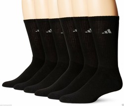 Adidas 6 Pairs Men&#39;s Athletic Socks Black Color, Fits Shoes 6-12(US) Nib - £18.33 GBP