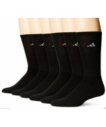 ADIDAS 6 PAIRS MEN&#39;S ATHLETIC SOCKS BLACK COLOR, FITS SHOES 6-12(US) NIB - £18.10 GBP