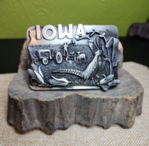 Bergamot Brass Works Belt Buckle  VTG USA IOWA 1981 Farmer Tractor Corn ... - $40.74