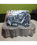 Bergamot Brass Works Belt Buckle  VTG USA IOWA 1981 Farmer Tractor Corn ... - $55.72 CAD