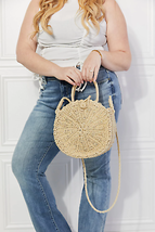 Justin Taylor Feeling Cute Rounded Rattan Handbag in Ivory - £46.60 GBP