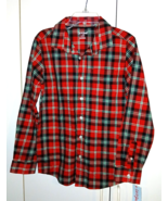 CAT &amp; JACK BOY'S LS RED PLAID BUTTON SHIRT-L(12/14)-NWT-WRINKLE FREE STR... - $9.95