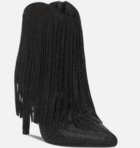 I.N.C. International Concepts Sahoj Western Fringe Booties Black Bling 1... - $31.08