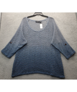 Frazzle Cover Up Women&#39;s XL Blue Sheer Swimwear Long Sleeve Scoop Neck P... - $21.33