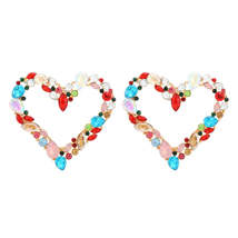 Multicolor Crystal &amp; Cubic Zirconia Open Heart Drop Earrings - £11.93 GBP