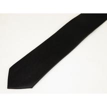Mens Narrow Tie/Hankie Set Microfiber Silky Vito Rofolo VTR-90 Solid Black image 3
