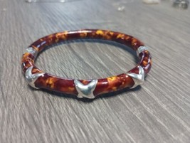 925 Sterling Enameled Bangle Bracelet 6.75&quot; Free Shipping - $990.59 MXN